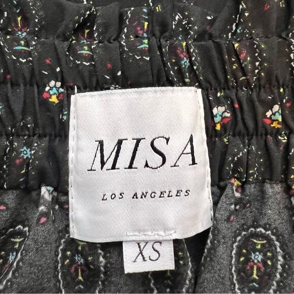 Misa Los Angeles Saskiya Black Multi Off-The-Shoulder Printed Blouse Sz XS - Picture 6 of 9